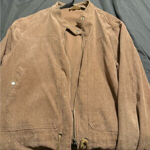 Moto style corduroy jacket with silver snaps and zipper closure